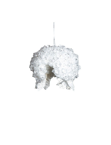 WHITE CRYSTAL POMEGRANATE ORNAMENT