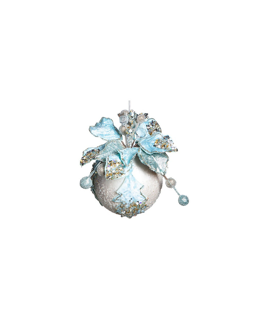Ball + soft blue poinsettia flowers