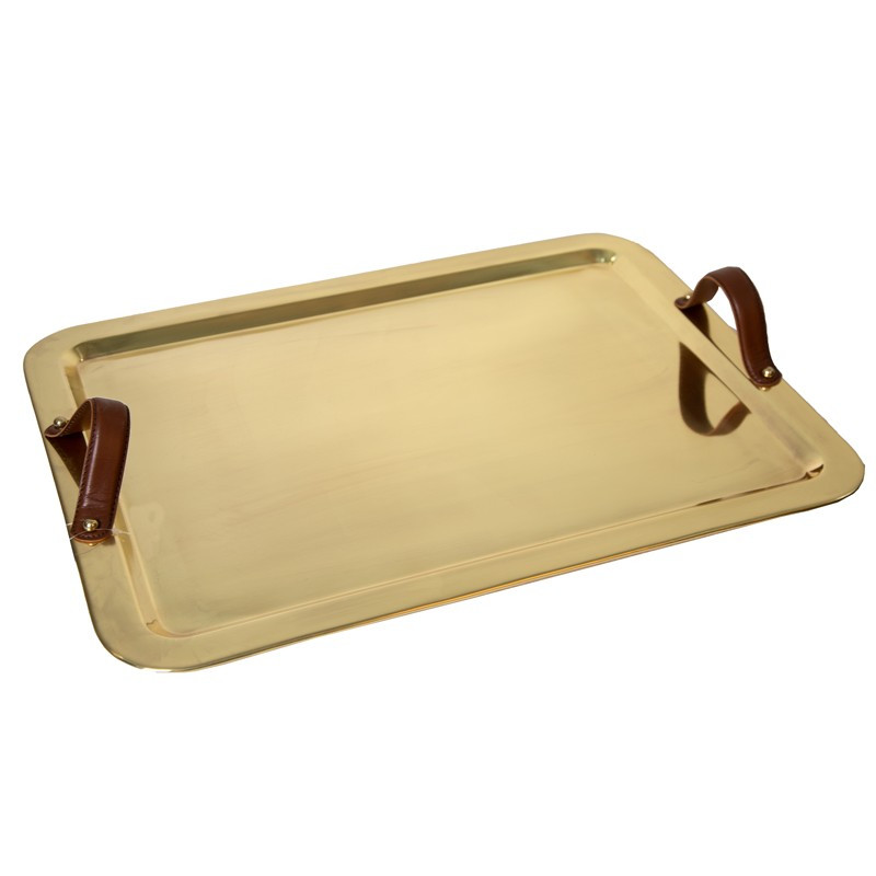 LEATHER-HANDLED TRAY