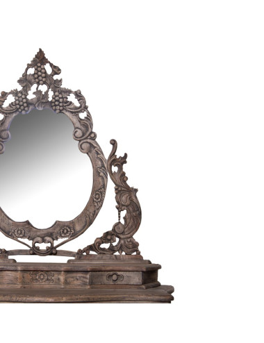 CHARLOTTE Console – Baroque Carved Wood with Oval Mirror | Sezon Dekor