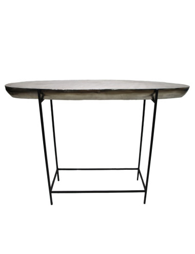 PADOVA Console – Smooth Aluminum & Black Metal Legs | Sezon Dekor