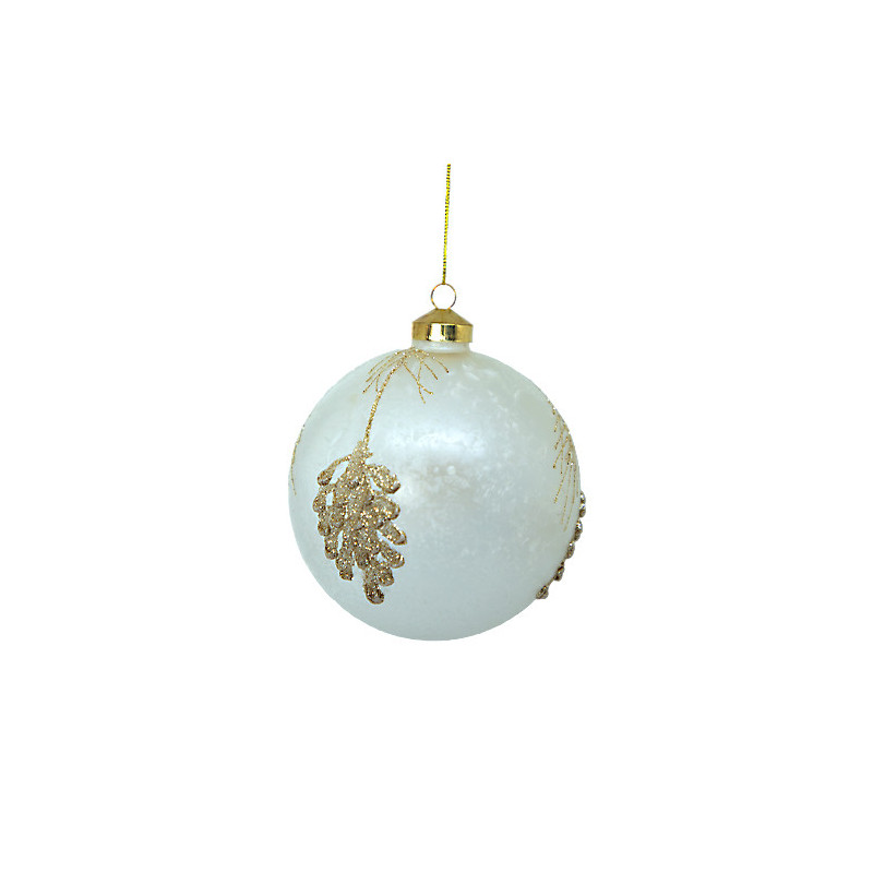 Champagne ball with leaves 12cm