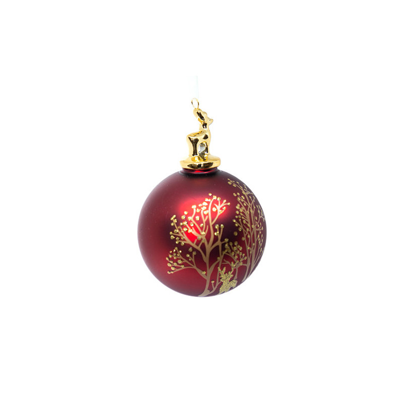 Burgundy ball with trees