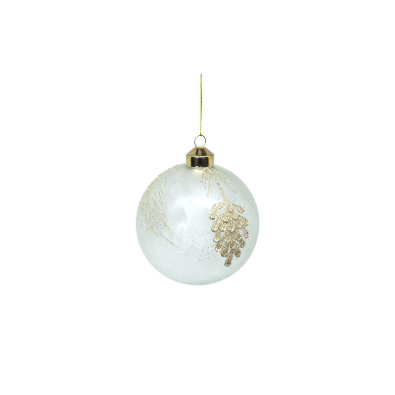 Champagne ball with leaves 12cm