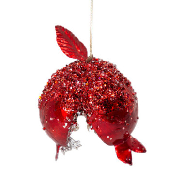 Red pomegranate with white crystals