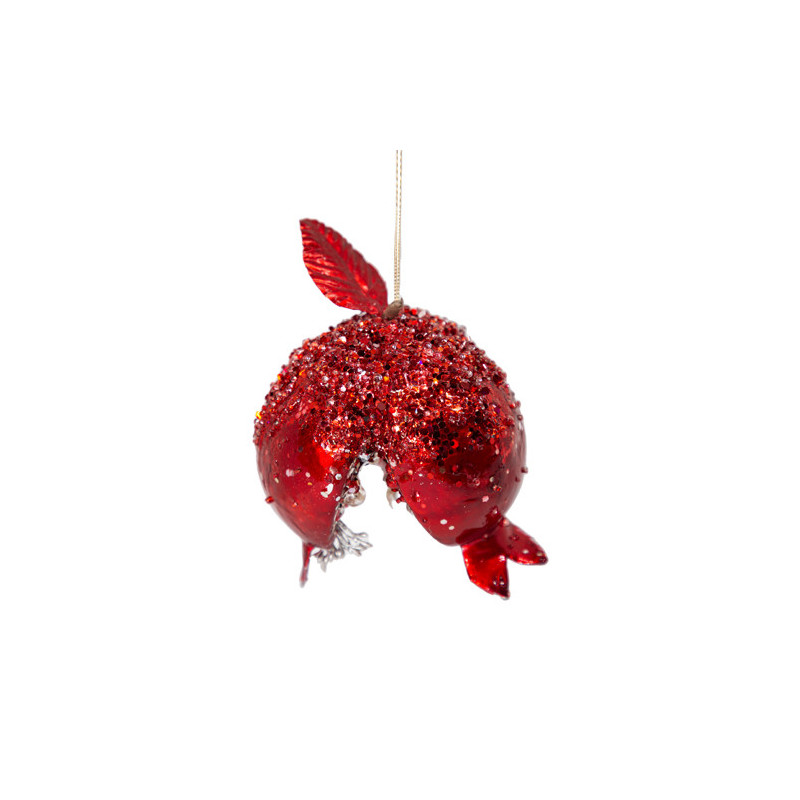 Red pomegranate with white crystals