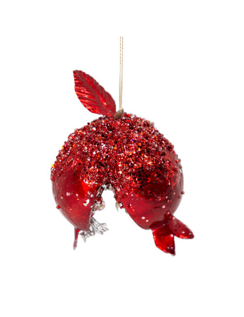 Red pomegranate with white crystals