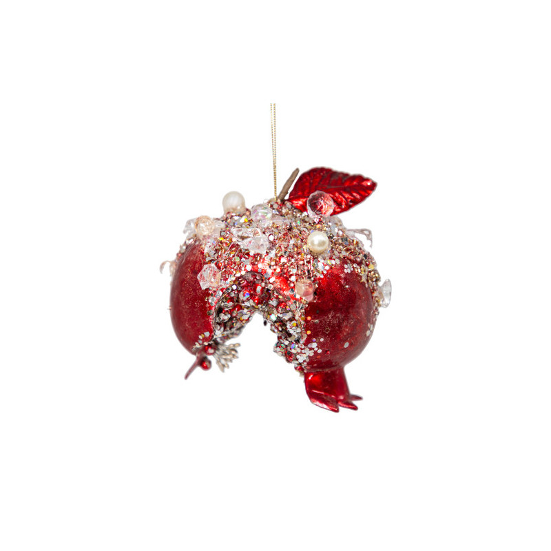Red pomegranate with white crystals on the outside