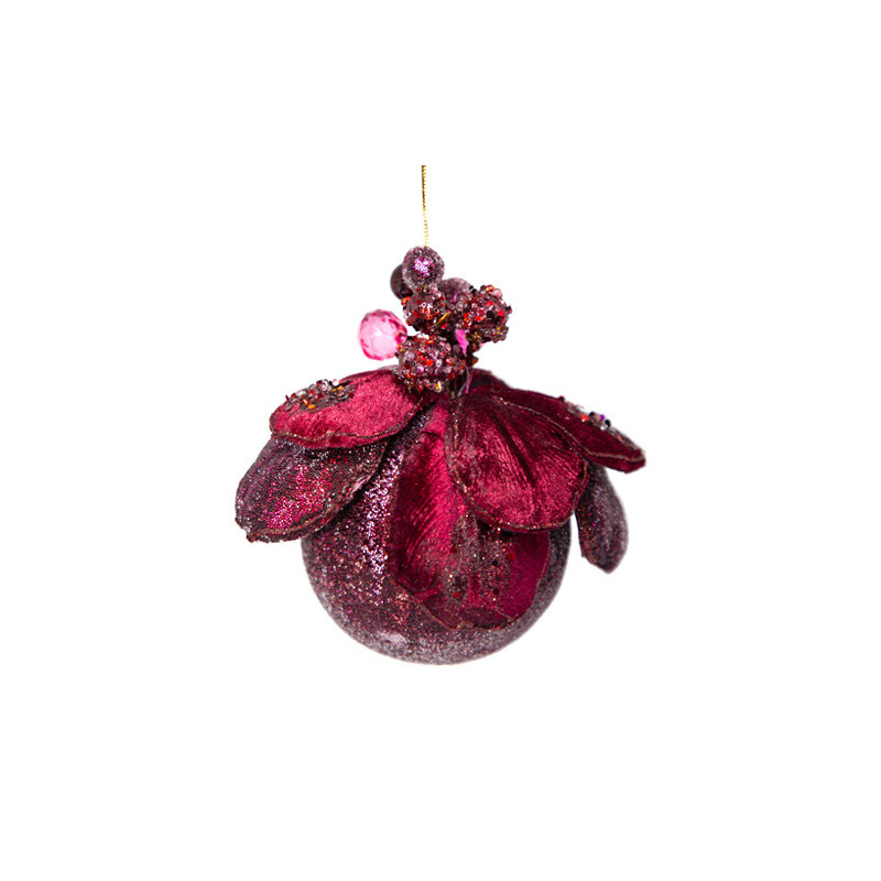 Burgundy ball with leaves