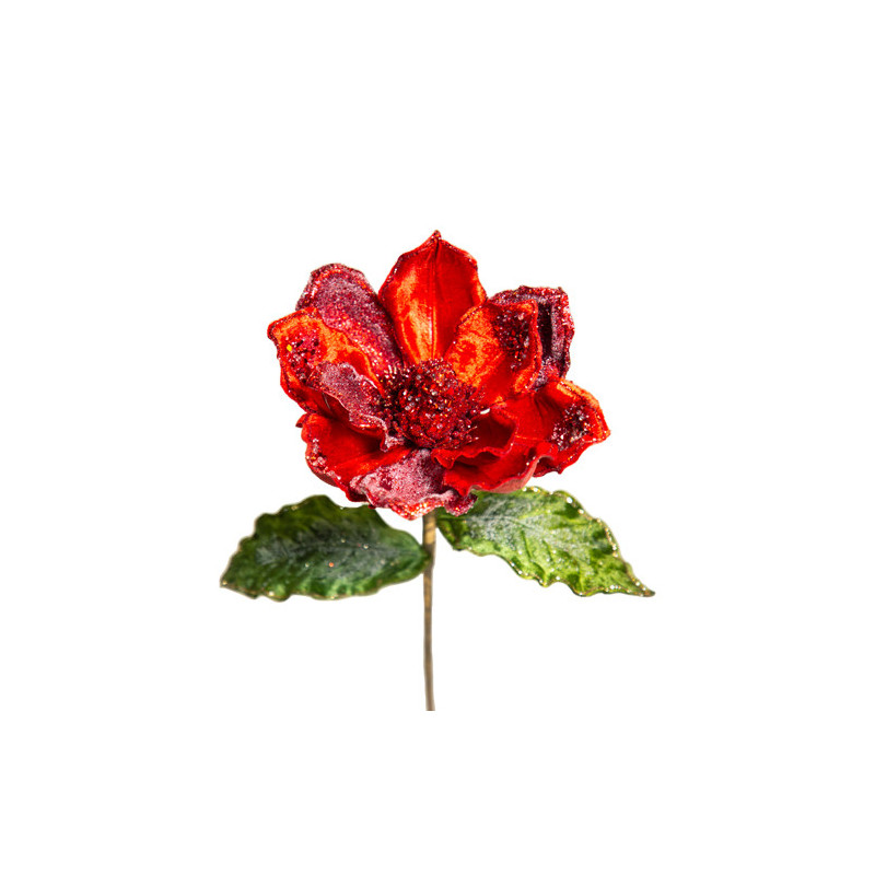 Red magnolia flower with sparkles L