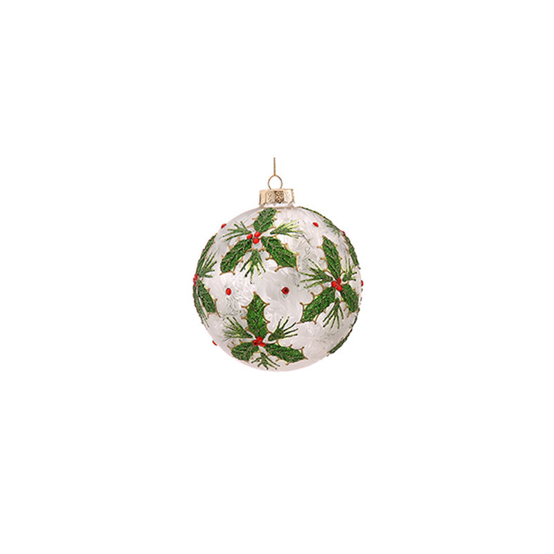 White ball with green leaves 12cm