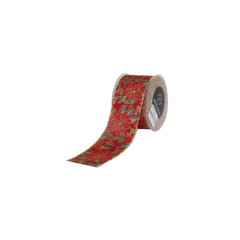 Kordele e kuqe me poinseta 7cm x 9M