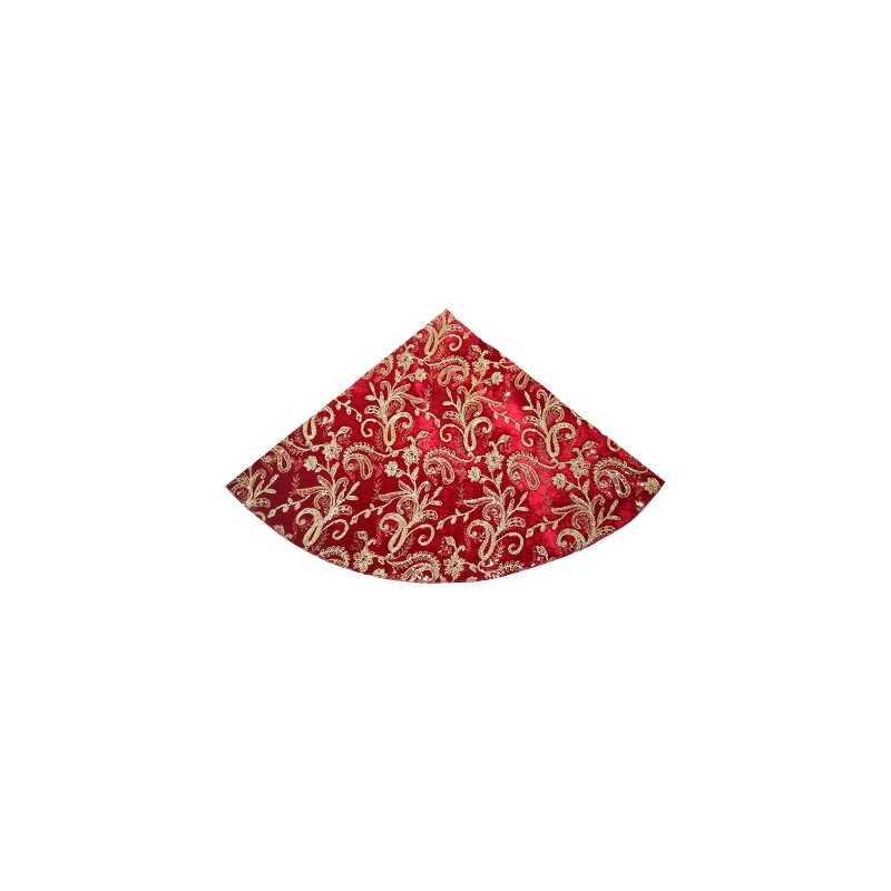 Red tree rug with gold embroidery