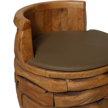 Rokka Chair - Teak Wood & Brown Leather | Sezon Dekor