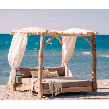 IBIZA Gazebo – Teak with Curtains & Cushion | Sezon Dekor