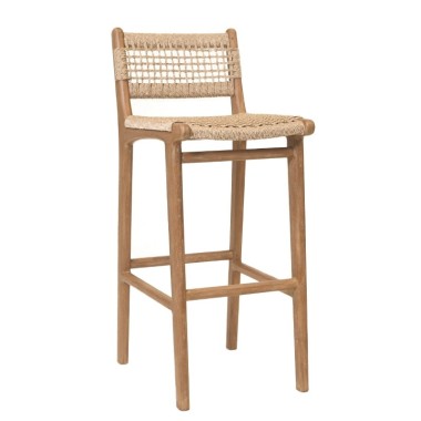KAIRO Bar Chair – Teak Wood & Woven Rattan | Sezon Dekor