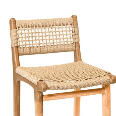 KAIRO Bar Chair – Teak Wood & Woven Rattan | Sezon Dekor