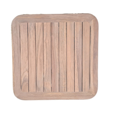 BIRILLO Side Table – Wood & Woven Decorative Base | Sezon Dekor