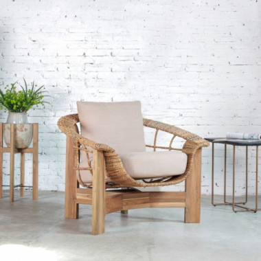 CHANDRA Armchair – Teak Wood & Woven Rattan | Sezon Dekor