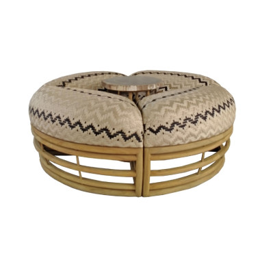 PUF DISCO Set – 4 Modern Poufs with Wooden Frame | Sezon Dekor