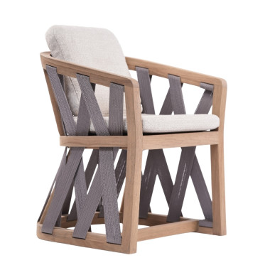 Spark Dining Chair – Teak Wood & Polyester Rope | Sezon Dekor