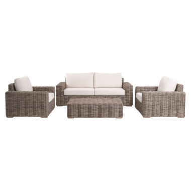 Set KUBU GREY ratan gri – Divan, poltrone & tavolinë | Sezon Dekor