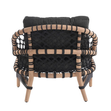 LADY Armchair – Wooden Frame & Black Cushions | Sezon Dekor