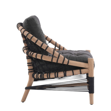 LADY Armchair – Wooden Frame & Black Cushions | Sezon Dekor