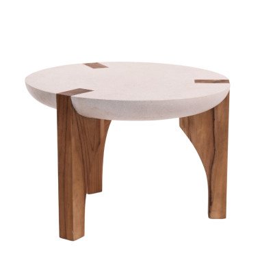LILY Coffee Table – Round Top & Natural Wooden Legs | Sezon Dekor