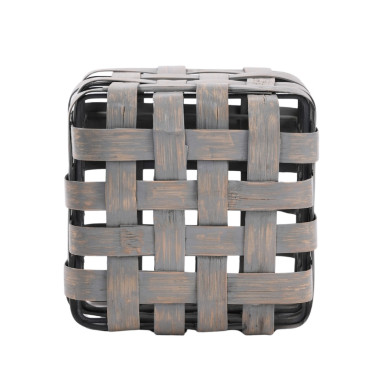 Square Bench – Stol Kubik me Strukturë Druri të Thurur | Sezon Dekor