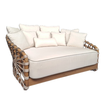 Snake Daybed | Elegant Teak Wood Lounger with Hypoallergenic Rope