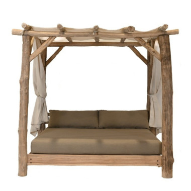 IBIZA Gazebo – Teak with Curtains & Cushion | Sezon Dekor