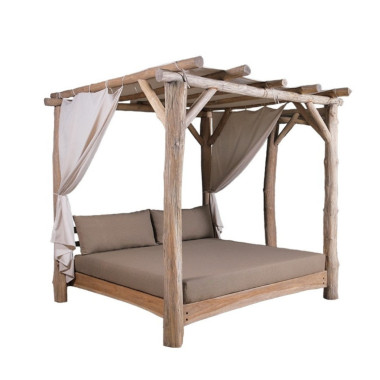 IBIZA Gazebo – Teak with Curtains & Cushion | Sezon Dekor