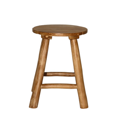 SELENO Stool – Rustic Solid Teak Wood | Sezon Dekor