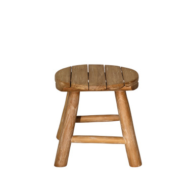 SELENO Stool – Rustic Solid Teak Wood | Sezon Dekor