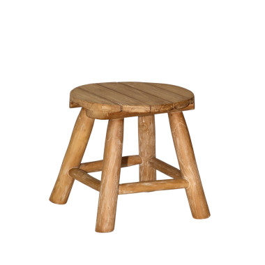 SELENO Stool – Rustic Solid Teak Wood | Sezon Dekor