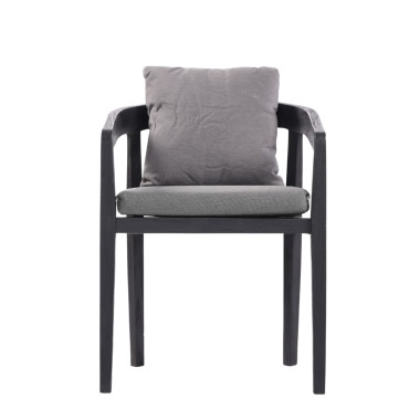 VENTO Chair – Black Frame & Grey Cushions | Sezon Dekor