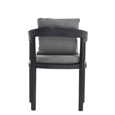 VENTO Chair – Black Frame & Grey Cushions | Sezon Dekor
