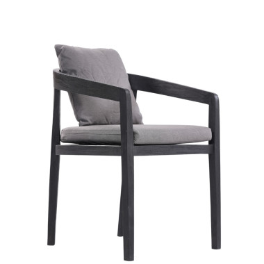 VENTO Chair – Black Frame & Grey Cushions | Sezon Dekor
