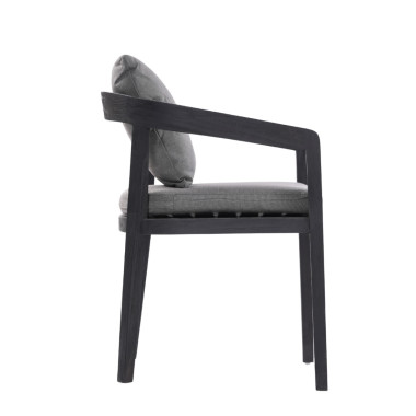 VENTO Chair – Black Frame & Grey Cushions | Sezon Dekor