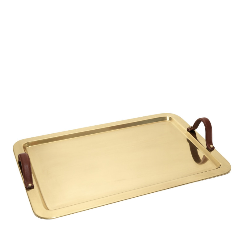 LEATHER-HANDLED TRAY
