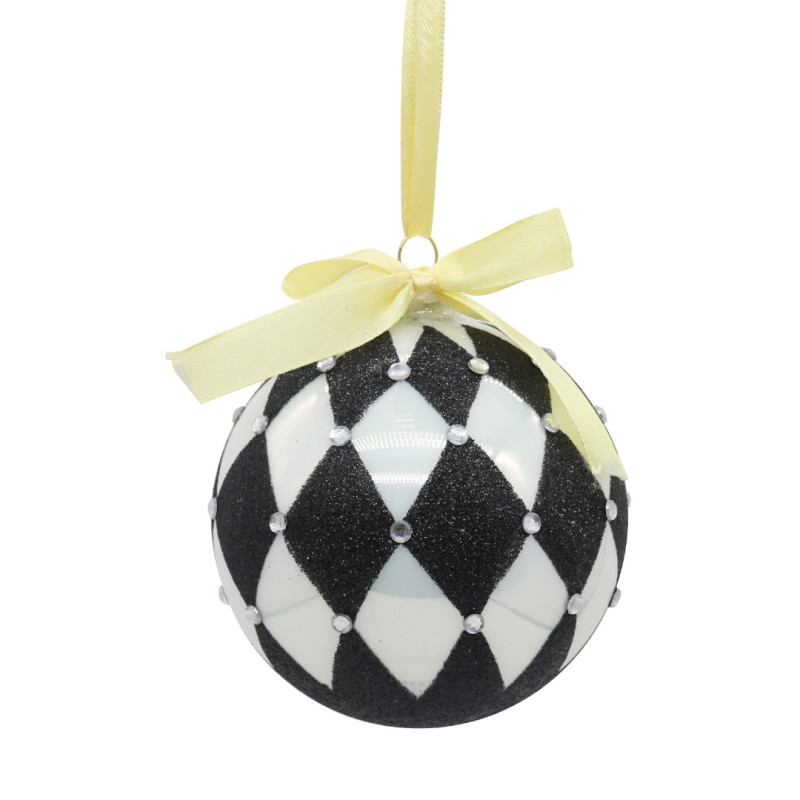 GLASS CHECKERED BALL ORNAMENT