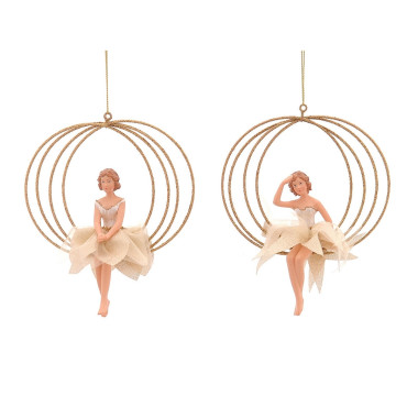 GOLD FAIRIES ON A CIRCLE ORNAMENT