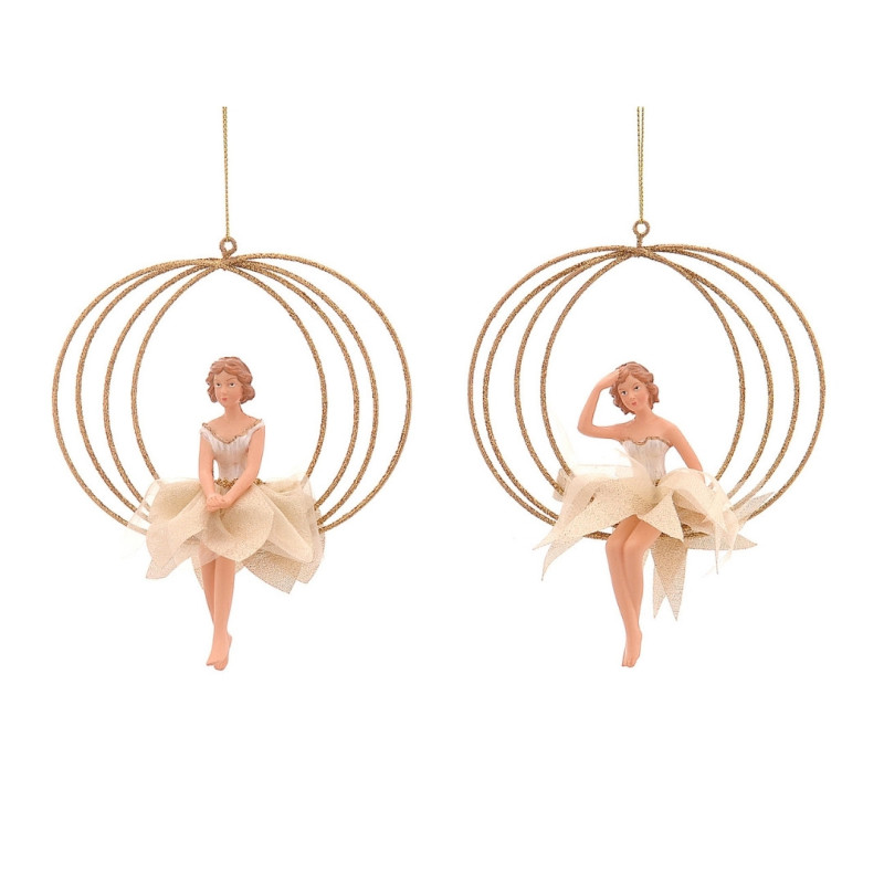 GOLD FAIRIES ON A CIRCLE ORNAMENT
