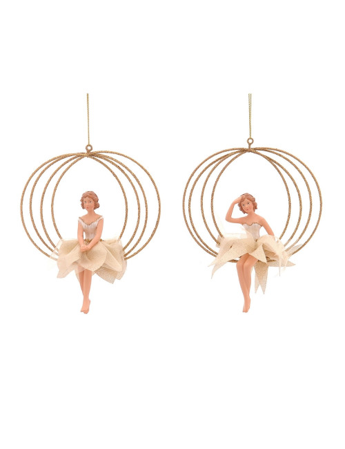 GOLD FAIRIES ON A CIRCLE ORNAMENT