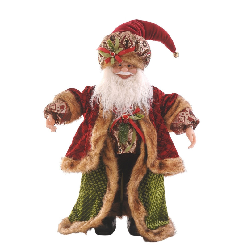 STANDING RED  GOLD GREEN SANTA CALUS