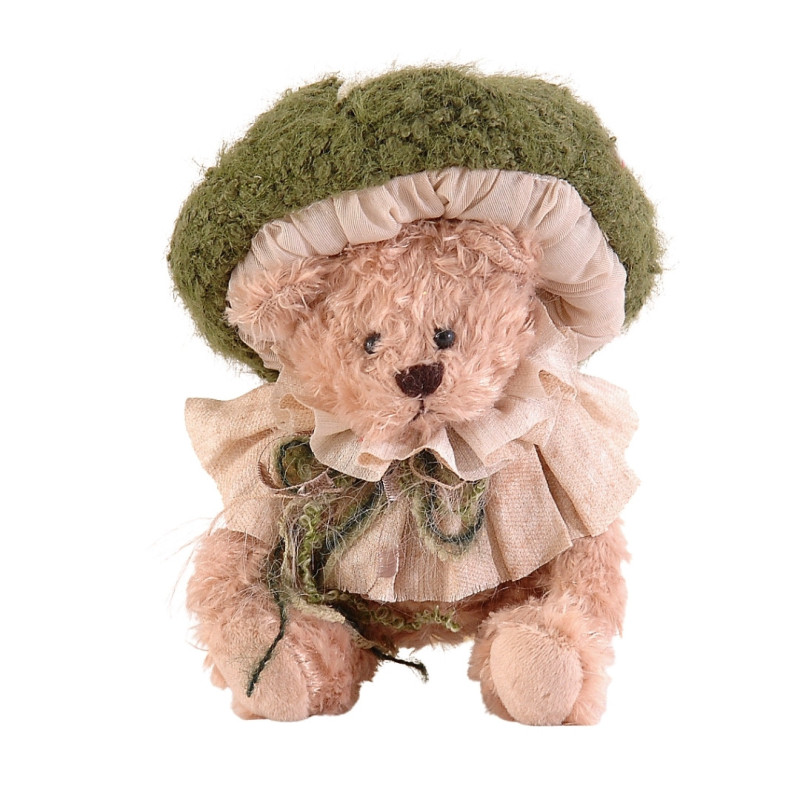 BEIGE & GREEN SANTA BEAR MUSHROOM HAT