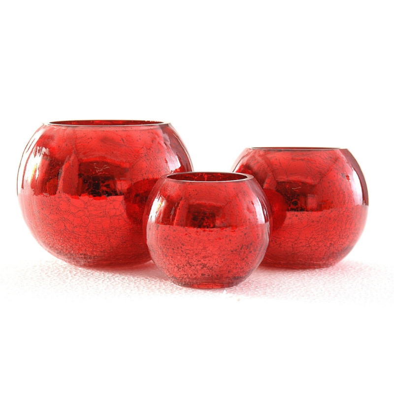 RED GLASS CANDLE HOLDER M