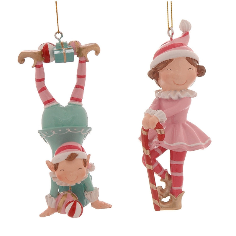 GIRL & BOY WITH CANDY CANE ORNAMENT