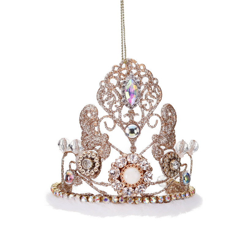 WIRE FURRY JEWEL CROWN ORNAMENT